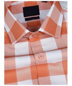 Bright White and Orange Premium Giza Cotton Shirt