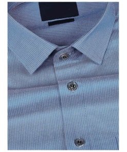 Premium Sapphire Blue Striped Cotton Shirt