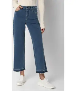 Blue High Rise Washed Straight Fit Jeans