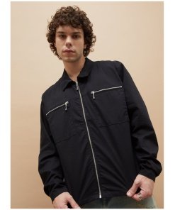 Solid Zip Through Jacket for Men Classic Everyday Style