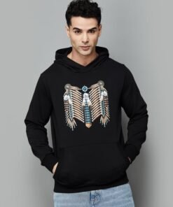 Black Hooded Sweatshirt with Bold Print for Men