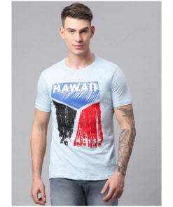 Men's Half Sleeve Cotton T-Shirt in Vibrant Blue Round Neck