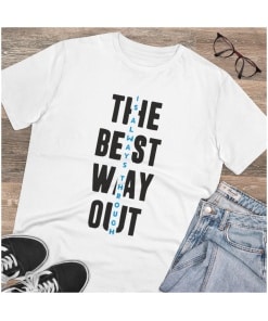 The Best Way Out' Printed White PC Cotton T-Shirt – Men's Fashion