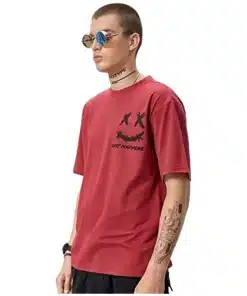 Black Cotton Printed Oversized Fit T-Shirt