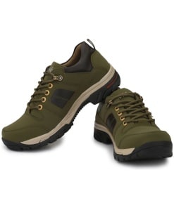 Dark Green and Black Color Leatherette Material Casual Boots for Men