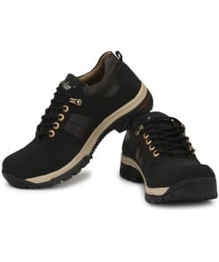 Casual Boots for Men in Black Leatherette Material