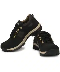 Casual Boots for Men in Black Leatherette Material