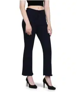 Comfort Fit Boot Cut Frayed Hem Jeans for Women - Mid Waist