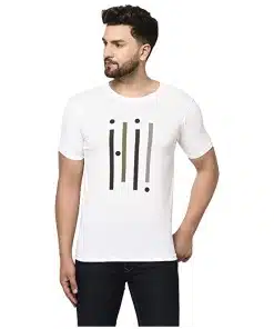 Printed White Cotton T-Shirt for Men