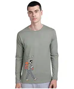 Round Neck, Full Sleeves Printed T-Shirt for Men