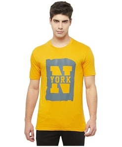 Men's Cotton Regular Fit T-Shirt in Yellow