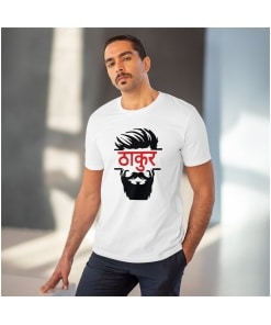 Blue Cotton Men's Half Sleeve Round Neck T-Shirt