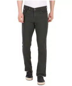 Green Men's High Rise Bootcut Stretchable Denim Jeans with Straight Fit