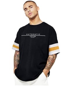 Men's Oversized Cotton Blend Printed Half Sleeve Tees