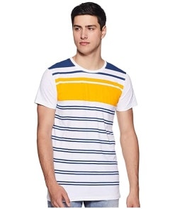 Regular Fit Striped Cotton Tshirt for Men