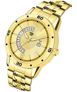 Classic Analogue Gold Dial Date Watch for Men