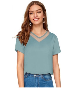 Pista Green Women's Western Wear T-Shirt in Polyester Knitting