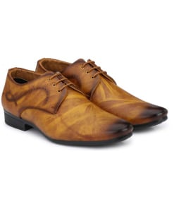 Casual Formal Shoes for Men in Tan Brown Nappa Leather