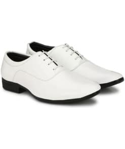 Stylish White Color Patent Leather Casual Formal Shoes for Men
