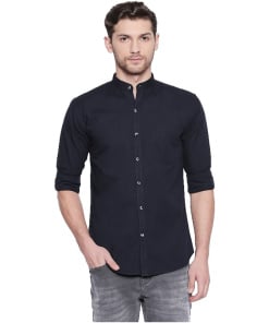 Navy Blue Men's Cotton Casual Shirt