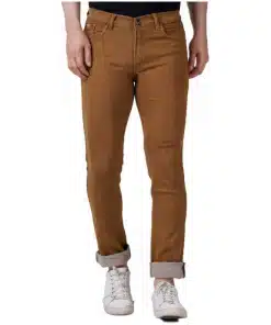 Stylish Mid Rise Regular Fit Denim Jeans for Men - Khaki