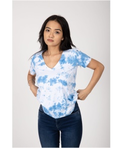 Blue Tie Dye V-Neck T-shirt