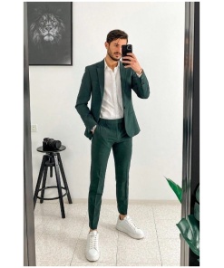 Trendy Men's Green Suit Set