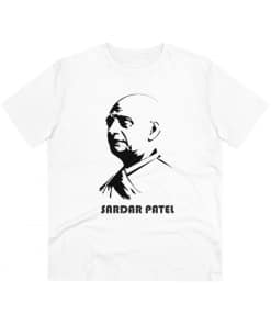 White Men's PC Cotton 'Sardar Patel' Printed T-Shirt