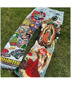 Men's Baggy Jeans With Embroidered Flair