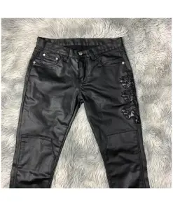 Men's Wax-Coated Jeans for Sleek Style