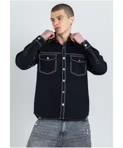 Black Regular Fit Men's Denim Shirt