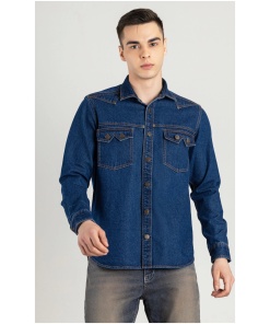 Blue Regular Fit Men's Denim Casual Shirt