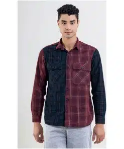 Multi Colour Regular Fit Corduroy Men's Check Shirt