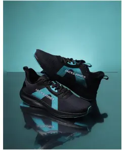 Black Colourblocked Knit Sneakers