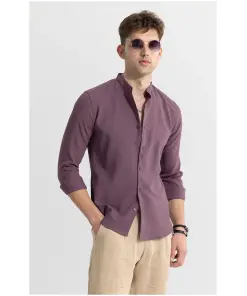Mandarin Neckline Mauve Shirt