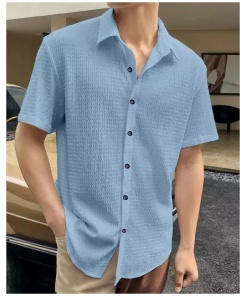 Popcorn Design Cotton Blend Shirt for Men