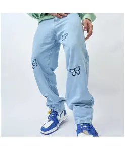 Men Streetwear Loose Ripped straight slim fit Trousers