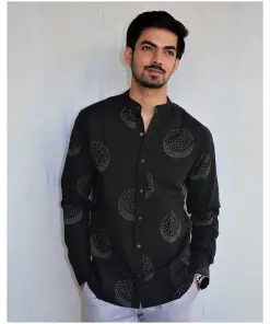 Black Moon Block-printed Men's Shirt