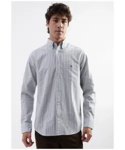 Gant Green Cotton Regular Fit Striped Shirt