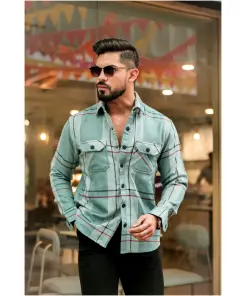 Green Premium Semi-winter Checkered Shirt