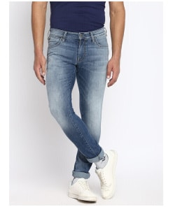 Men Vegas Brushed Blue Skinny Fit Jeans