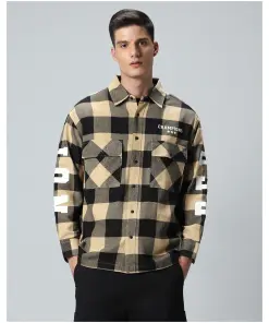 Men's Brown & Black Reb Checked Oversized Shirt