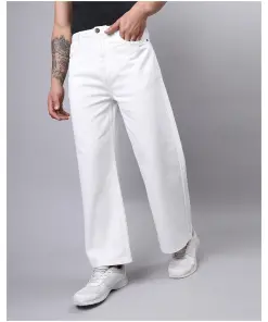 Men's White Baggy Wide Leg Jeans