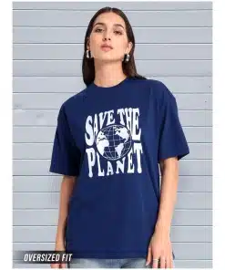 Save the Planet Printed Oversized T-shirt for Women