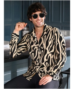 Contrast Flowing Pattern Shirt for Men Casual Wear