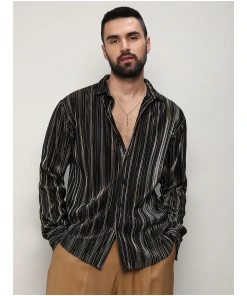 Pleated Creased Shirt for Men Contemporary Fit