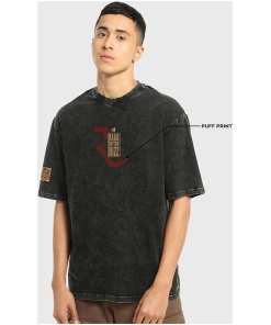 Black Freedom Sounds Graphic Printed Oversized Acid Wash T-shirt